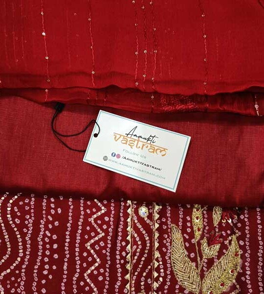 Red Modal Silk Top With Chiffon Dupatta
