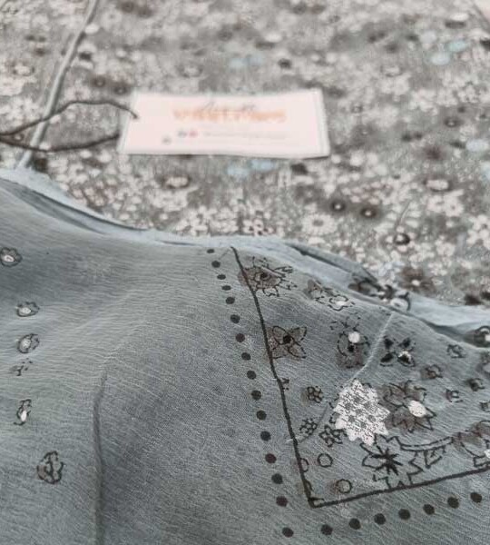 Gray Allover Cotton Suit With Chiffon Dupatta